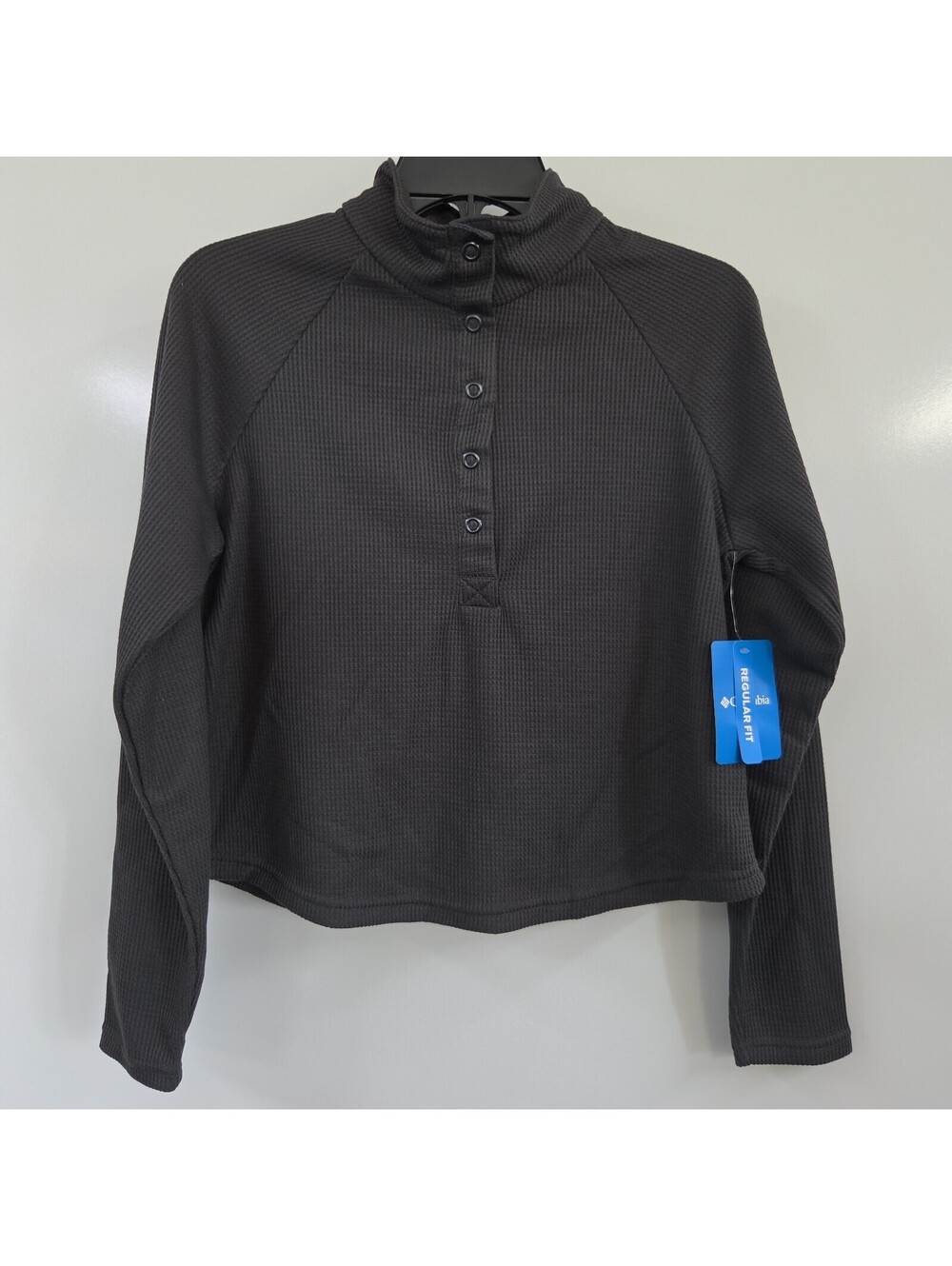 Columbia Holly Hideaway Waffle Thermal Shirt Women XS Dark Gray Long Sleeve